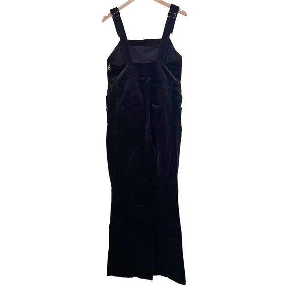 Anthropologie Pilcro Velvet Bell Bottom Black Overalls Size 31 - Picture 2 of 6